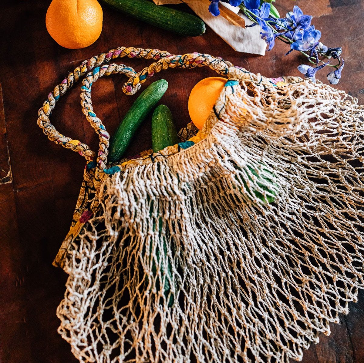 Sari & Jute Slouchy Net Bag - Ten Thousand Villages