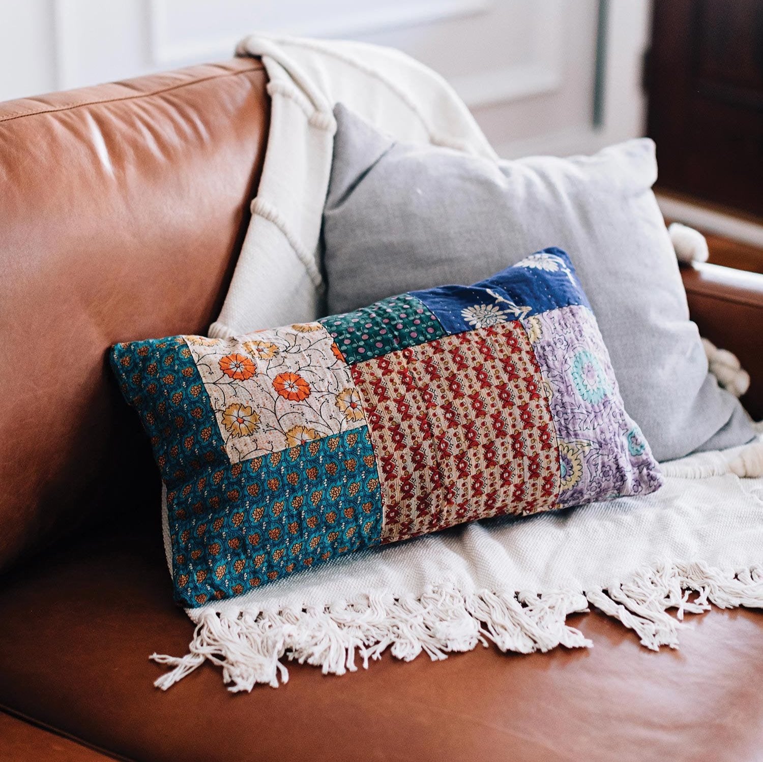 Ten Thousand Villages Sari Motif Cushion Cover