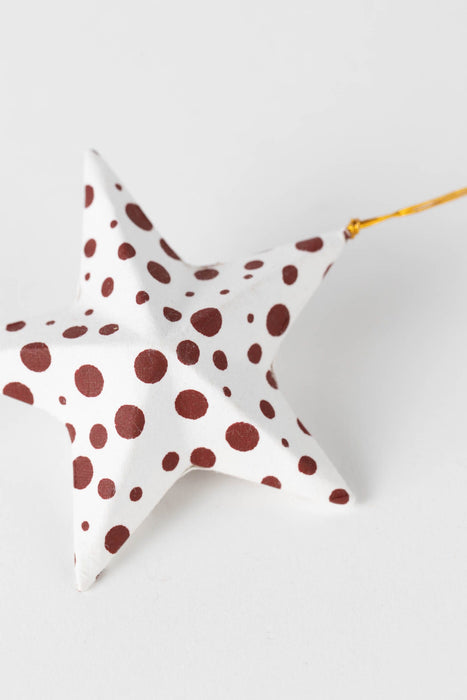 Polka Dot Star Ornament - White 2