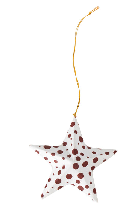 Polka Dot Star Ornament - White 1