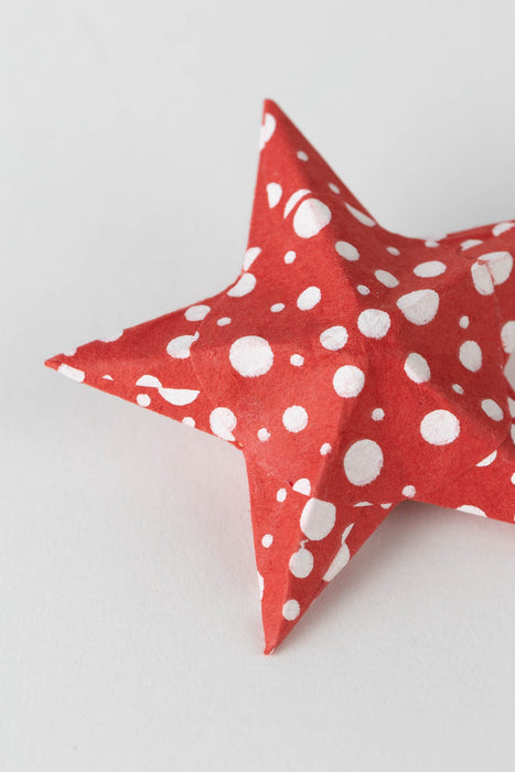Polka Dot Star Ornament - Red 2