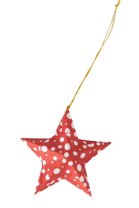 Polka Dot Star Ornament - Red 1