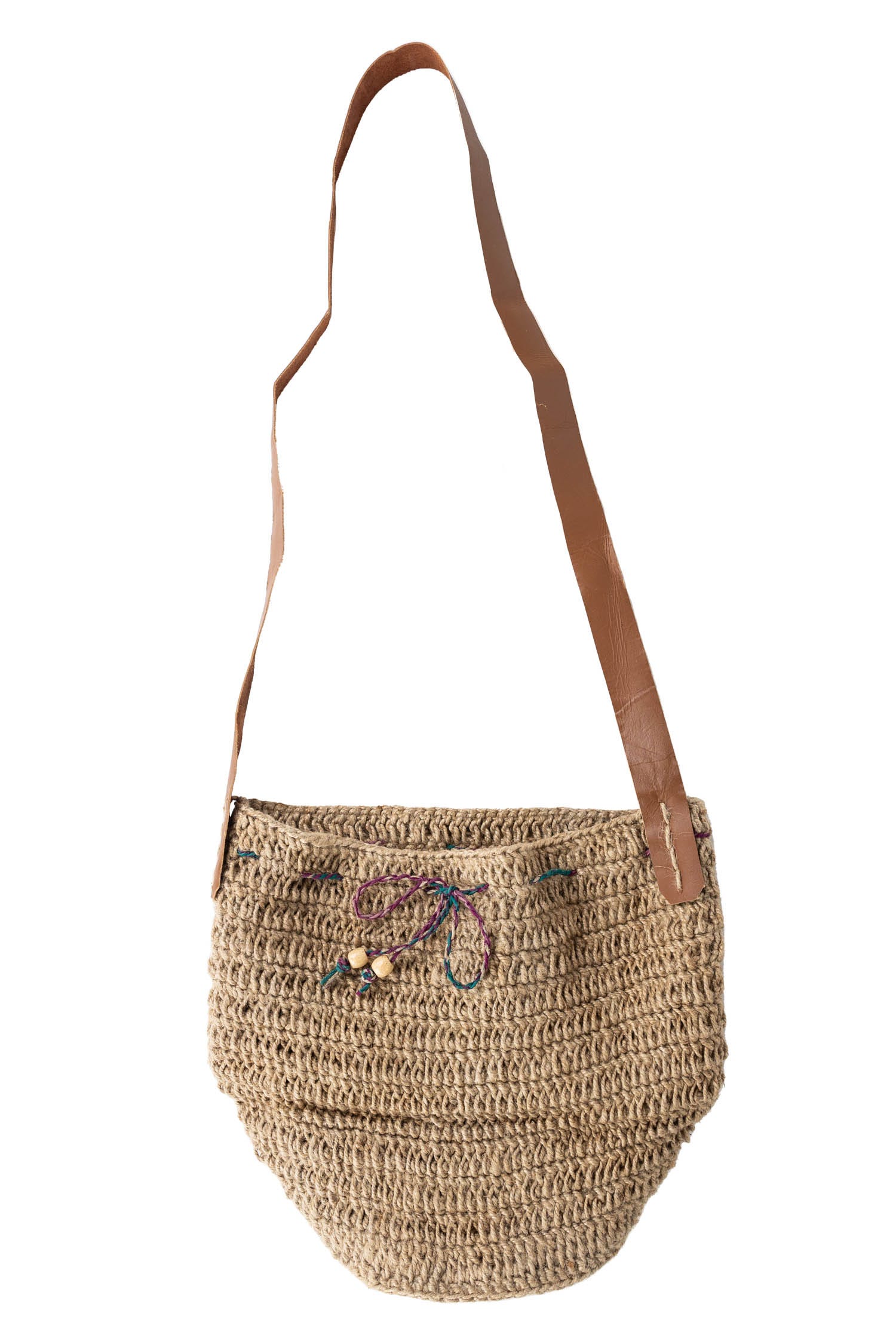 Jute Bucket Bag - Leather Strap - Ten Thousand Villages