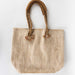 Jute & Cotton Tote with Leather Handles thumbnail 3