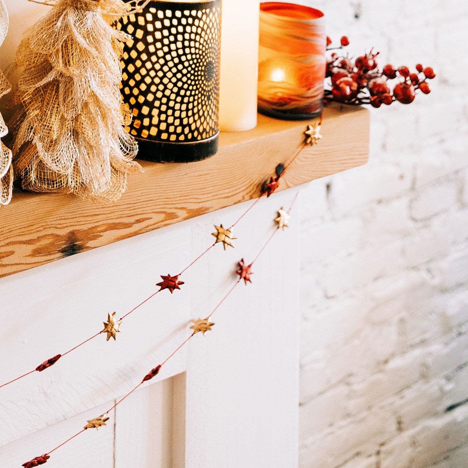 Red & Gold Palm Star Garland - Ten Thousand Villages