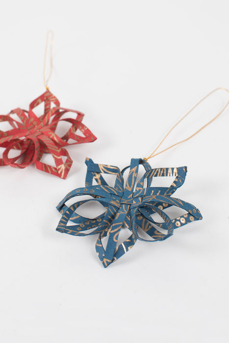 Touch of Gold Star Ornament Blue 2