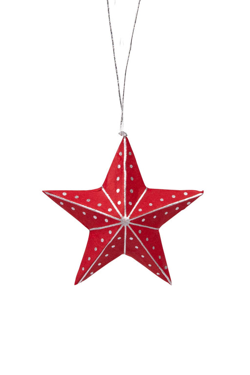 Silver & Red Star Ornament