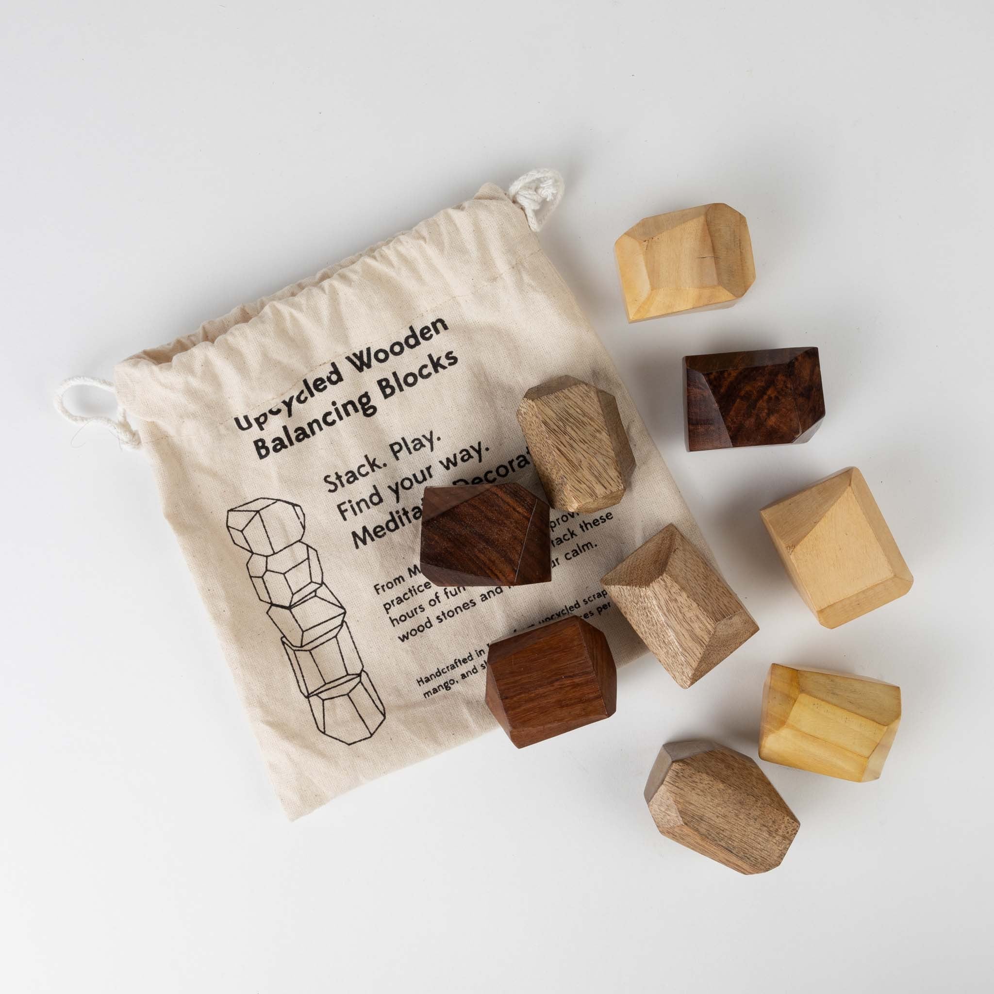 Upcycled Wood Stacking Stones - Set of 9 - Default Title (6801130)