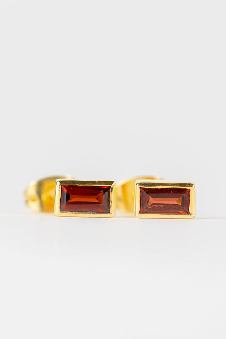 Garnet Gold Baguette Earrings 2