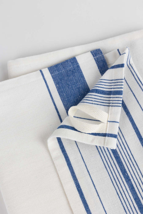Multi-Striped Blue White Tea Towel 3