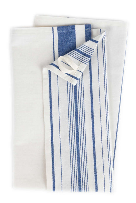 Multi-Striped Blue White Tea Towel 1