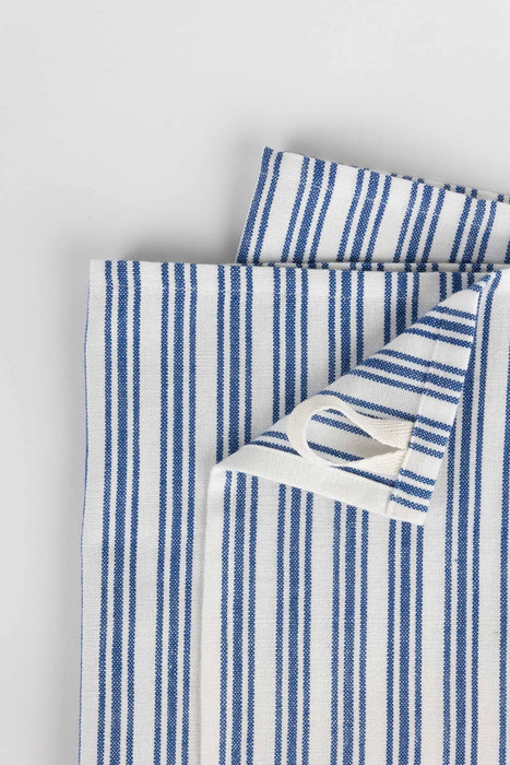 Small Stripe Blue White Tea Towel 2