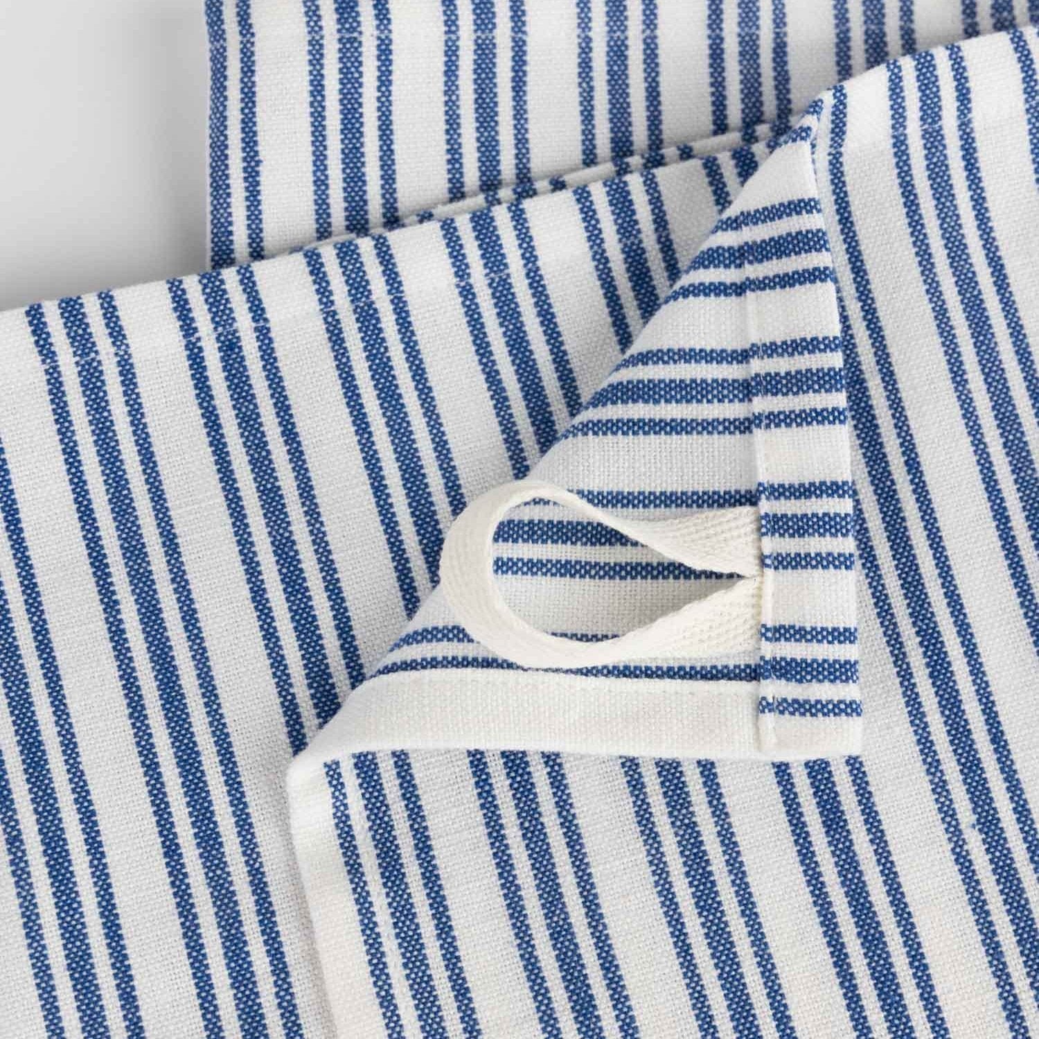 Small Stripe Blue White Tea Towel - Ten Thousand Villages