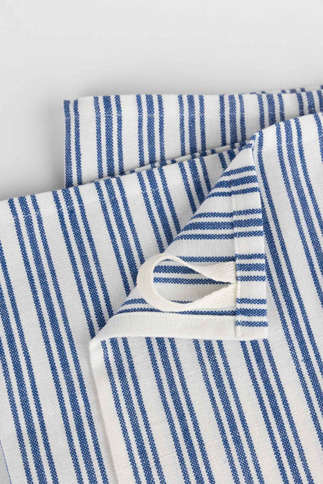 Small Stripe Blue White Tea Towel 3