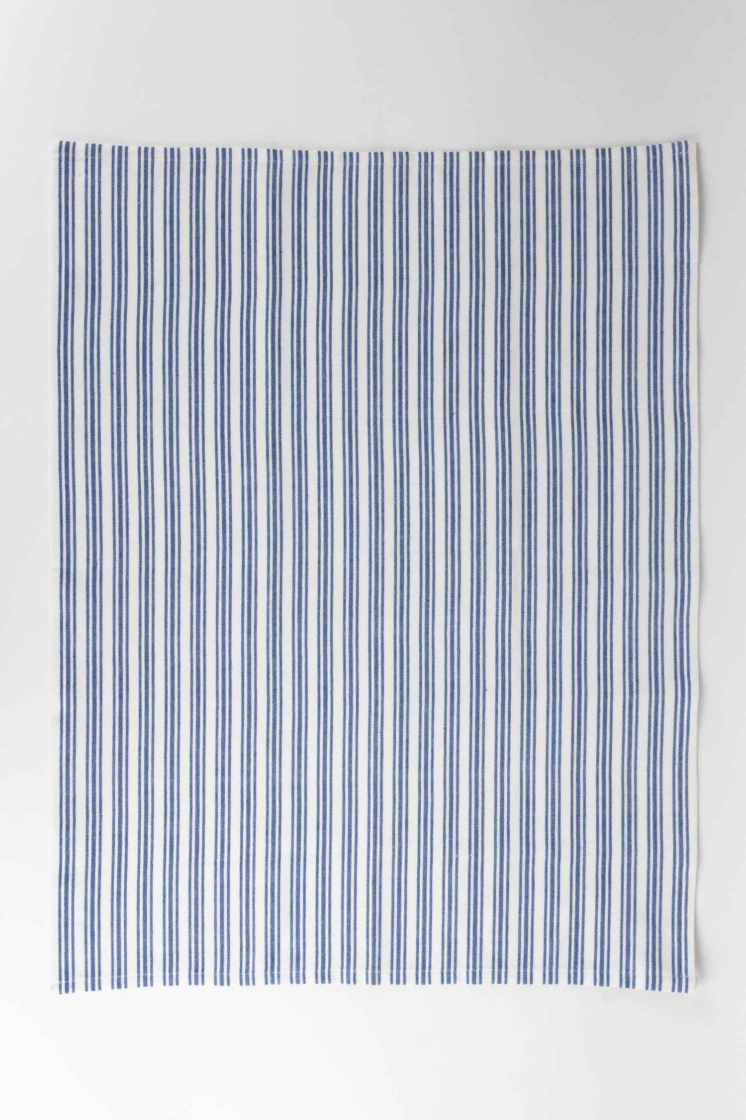 Small Stripe Blue White Tea Towel - Ten Thousand Villages