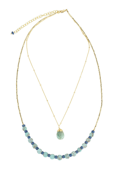 Layered Turquoise Disc Necklace 1