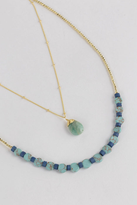 Layered Turquoise Disc Necklace 2