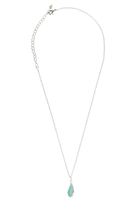 Aqua Pearl Silver Pendant Necklace 1