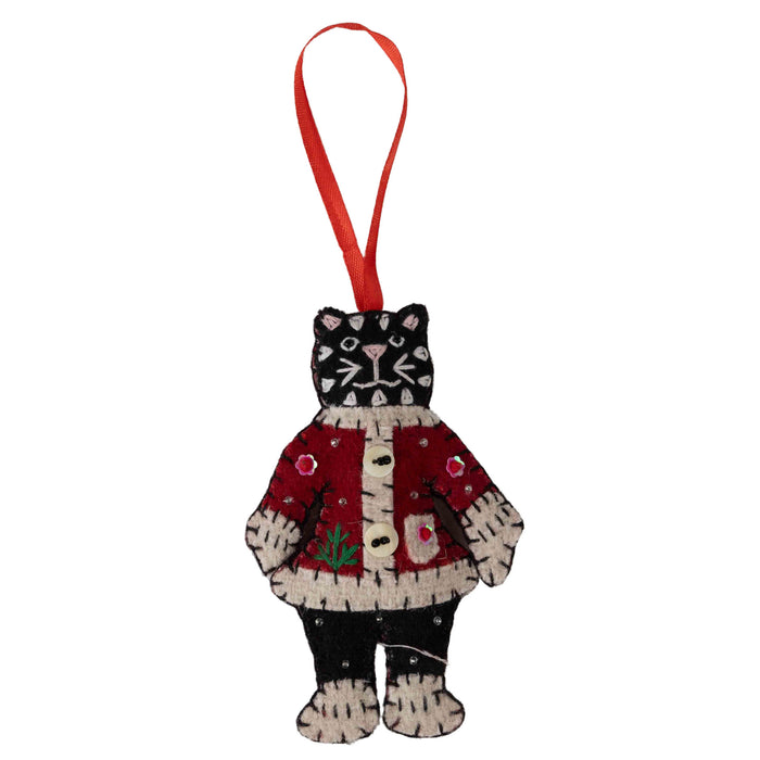 Santa Cat Claws Felt Ornament - Default Title (6828780) 1