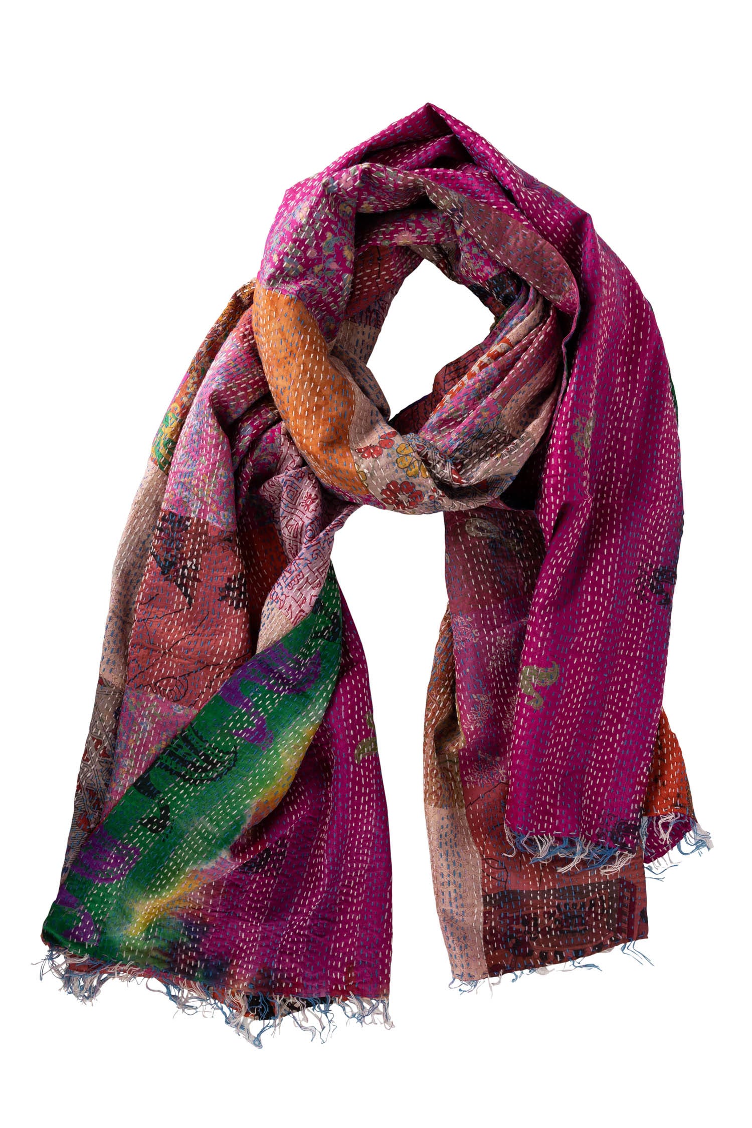 Patchwork Kantha Silk Shawl - Ten Thousand Villages