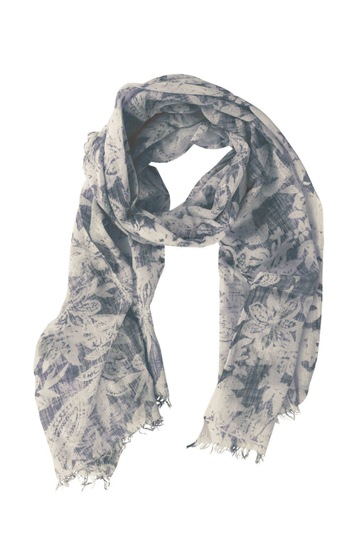 Gray Floral Scarf