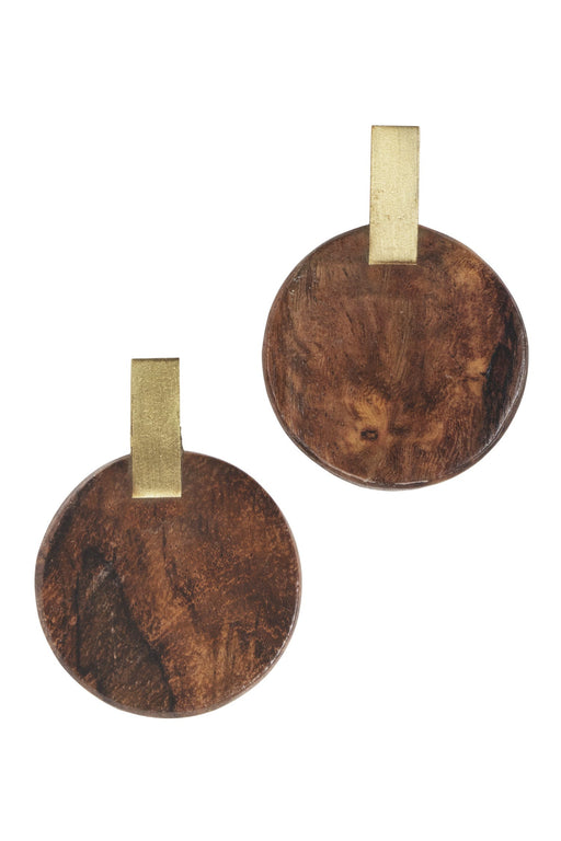 Wood & Brass Post Earrings