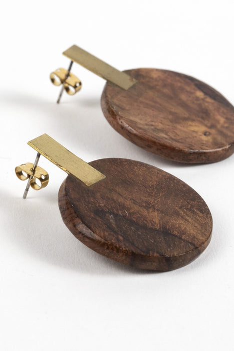 Wood & Brass Post Earrings 2
