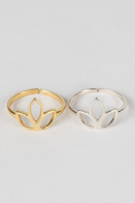 Silvery Lotus Ring 2