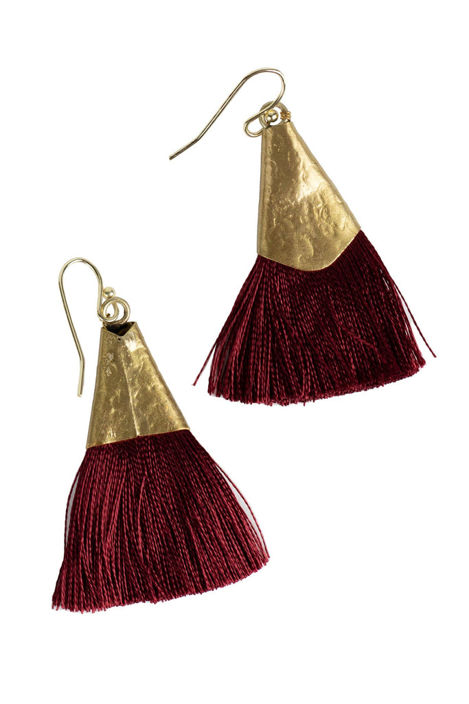 Versona | red hot tassel earrings