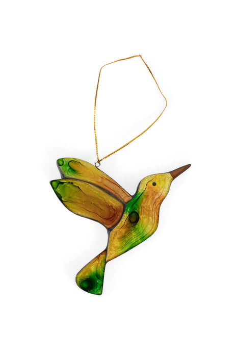 Hummingbird Mosaic Ornament Yellow 1