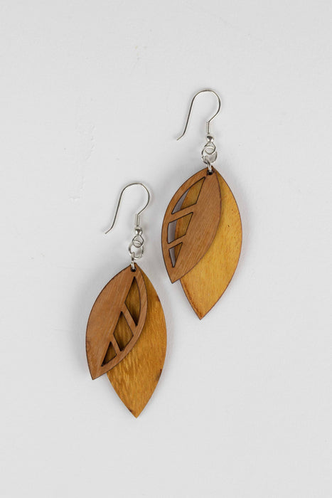Falling Leaves Wood Earrings 2