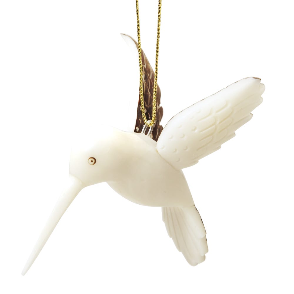 Tagua Nut Hummingbird Ornament - Ten Thousand Villages