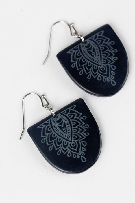 Etched Medallion Tagua Earrings 2