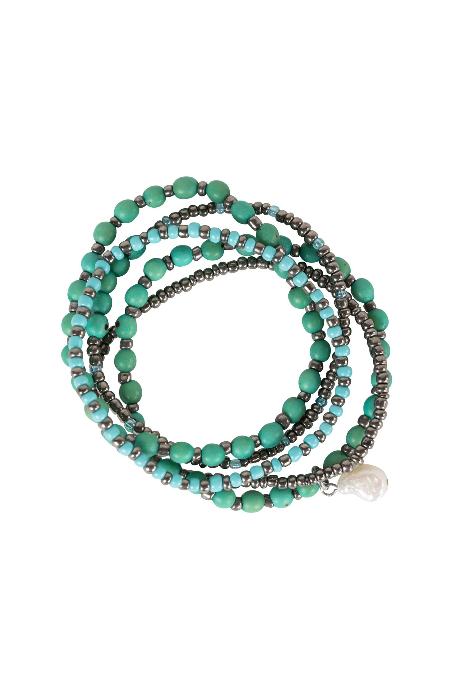 Aqua Pearl Seeds Bracelet - Set of 5 - Ten Thousand Villages